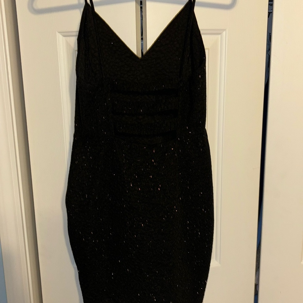 SUPER STRETCHY Black Sparkly Mini Sleeveless Dress